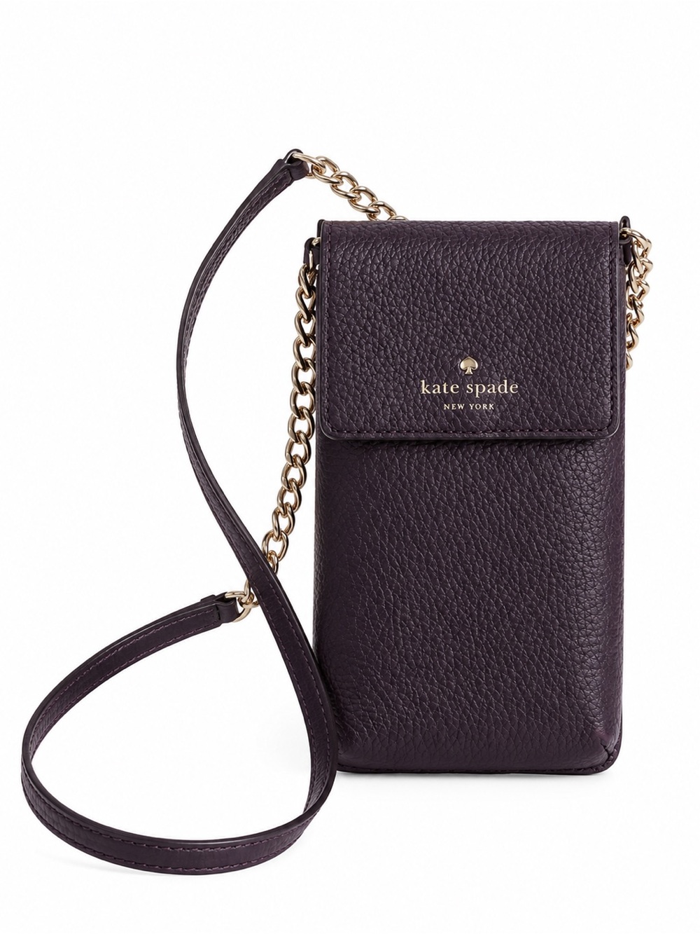 Kate Spade Leila Pebbled Leather Phone Crossbody - Plum Purple